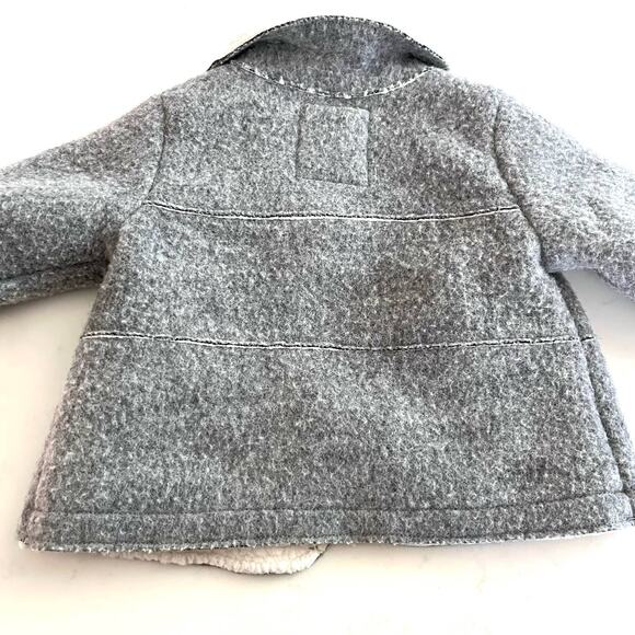 Zara boys gray polar fleece wool blend coat fall spring jacket size 9-12 months - Picture 8 of 8
